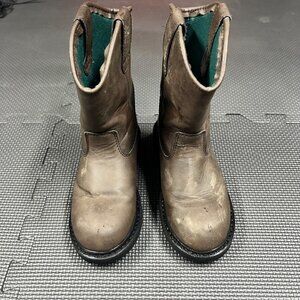 Georgia Boot Kids 7" Wellington Brown Leather Work Boots US 13M